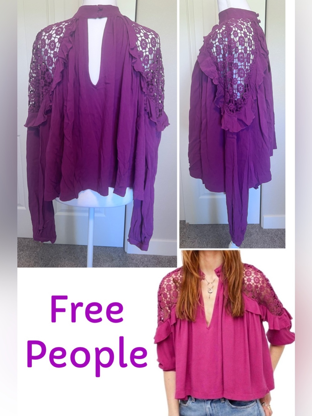 Free People Little Bit of Love
Crochet Flowy Top Sz XS